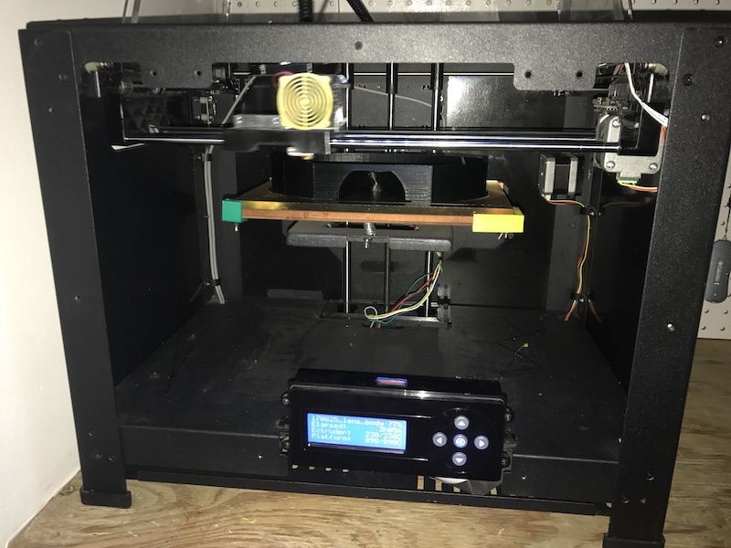 Photo of a modified 3D printer used for rapid prototyping in my garage